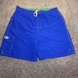 Polo Ralph Lauren Mens Blue Swim Trunks Cargo Pocket Mesh Lined 3XLT TALL